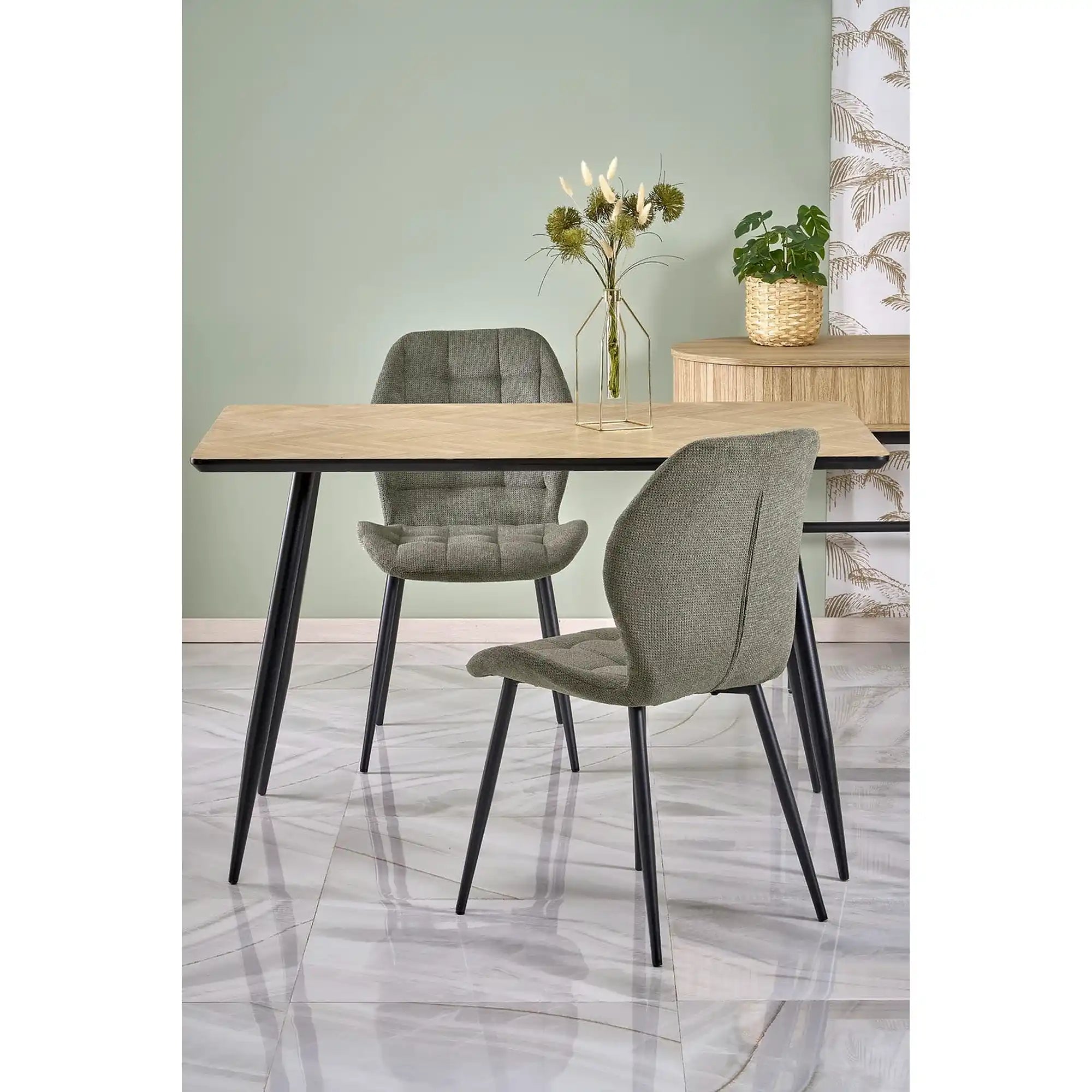 Scaun K548, verde/negru, stofa clasica/metal, 47x55x84 cm