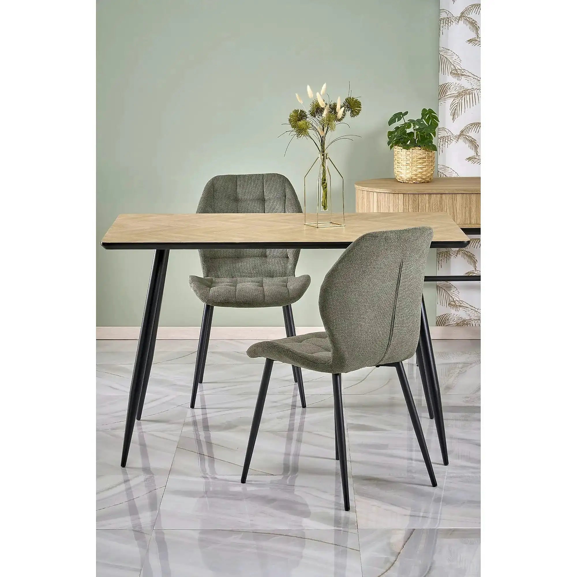 Scaun K548, verde/negru, stofa clasica/metal, 47x55x84 cm