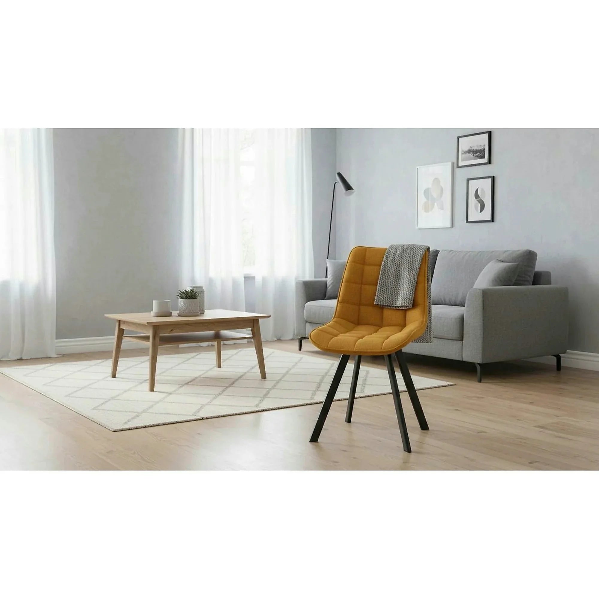 Scaun K549, galben/negru, stofa clasica/metal, 46x61x84 cm
