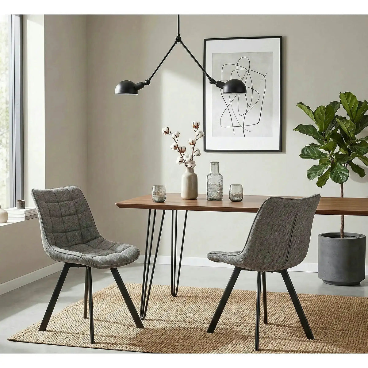 Scaun K549, gri/negru, stofa clasica/metal, 46x61x84 cm