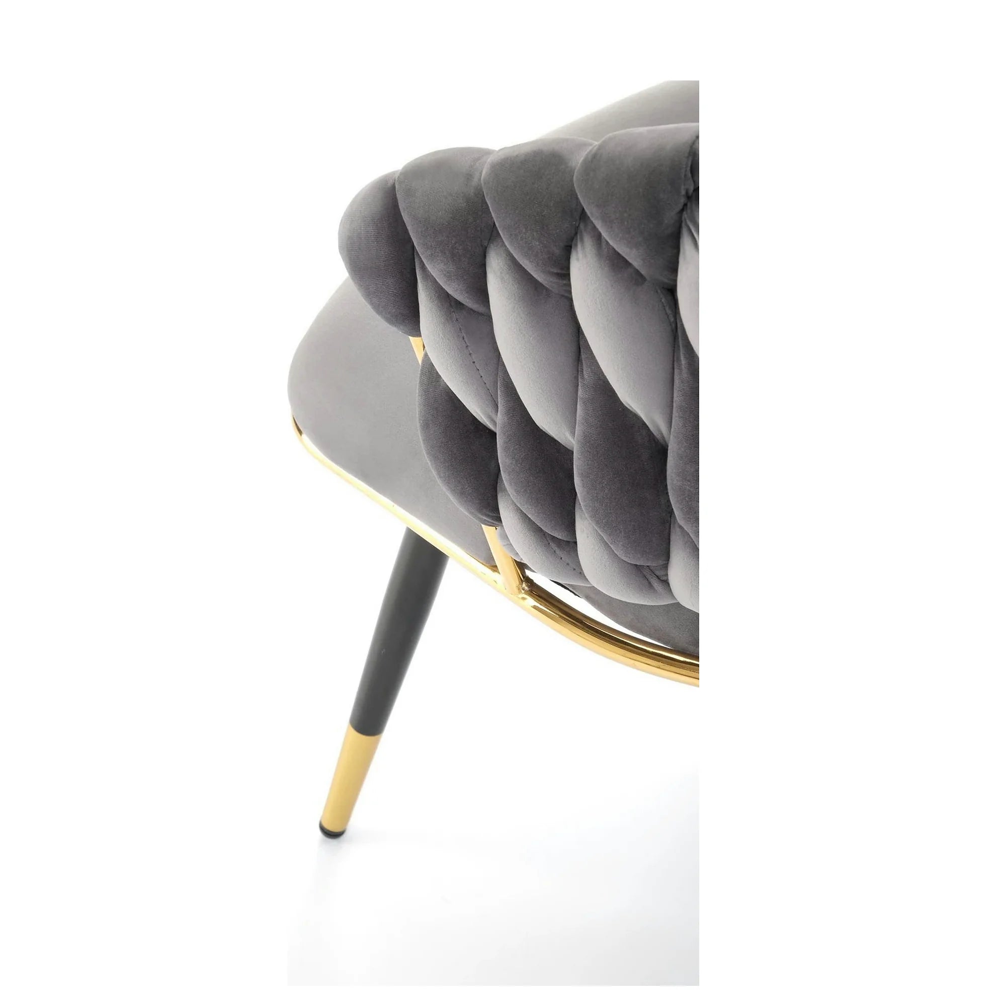 Scaun K551, gri/negru/auriu, stofa catifelata/metal, 62x58x85 cm
