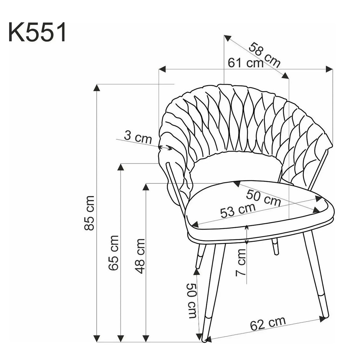 Scaun K551, gri/negru/auriu, stofa catifelata/metal, 62x58x85 cm