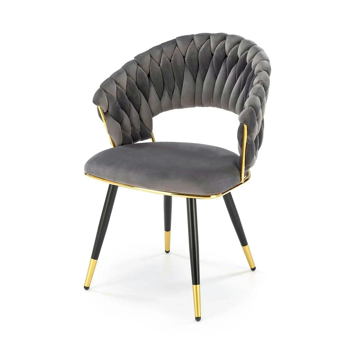 Scaun K551, gri/negru/auriu, stofa catifelata/metal, 62x58x85 cm