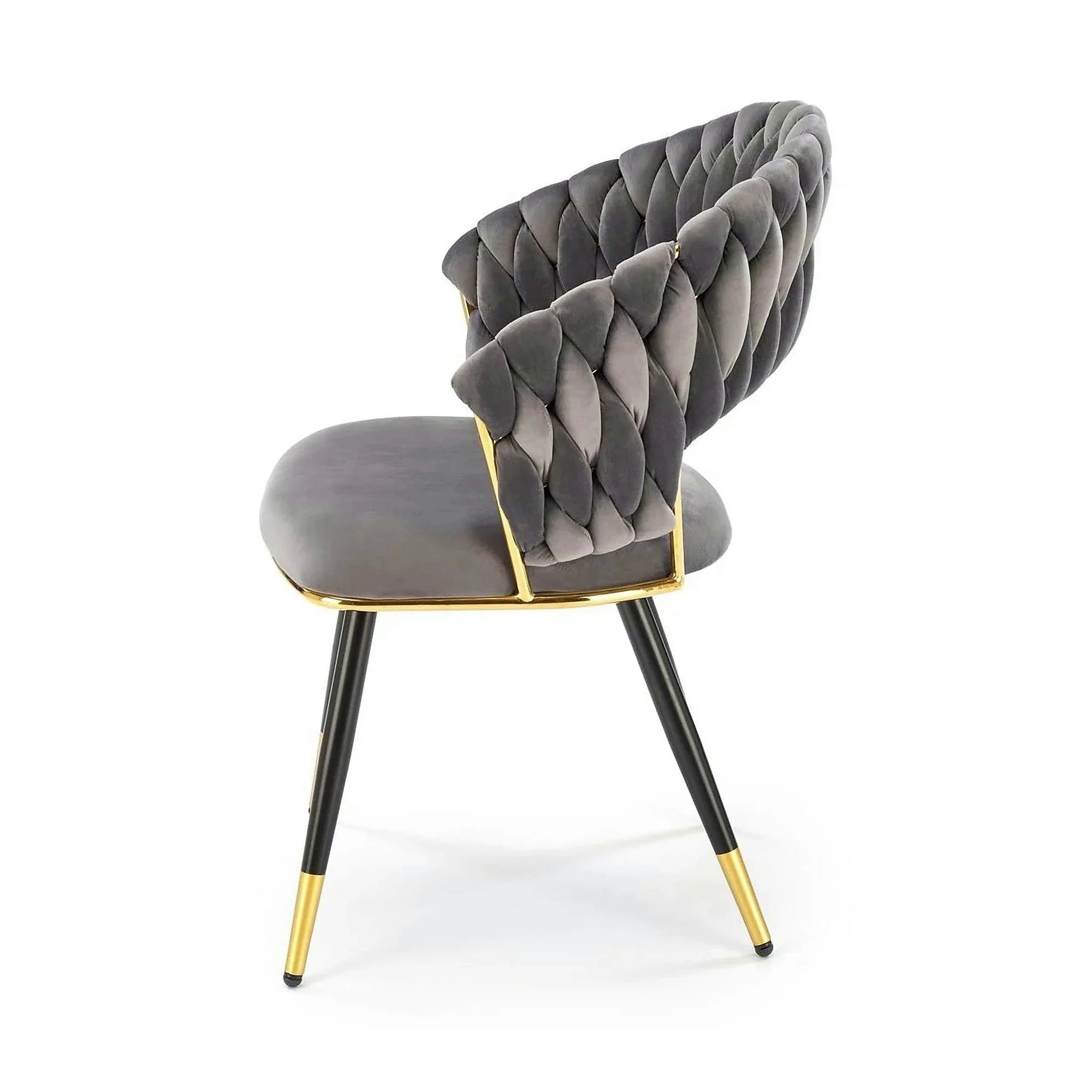 Scaun K551, gri/negru/auriu, stofa catifelata/metal, 62x58x85 cm