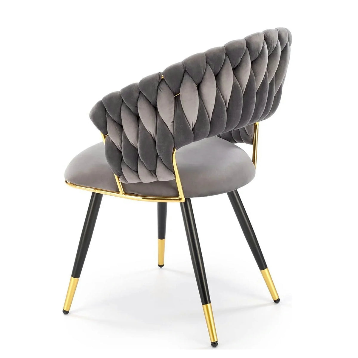Scaun K551, gri/negru/auriu, stofa catifelata/metal, 62x58x85 cm