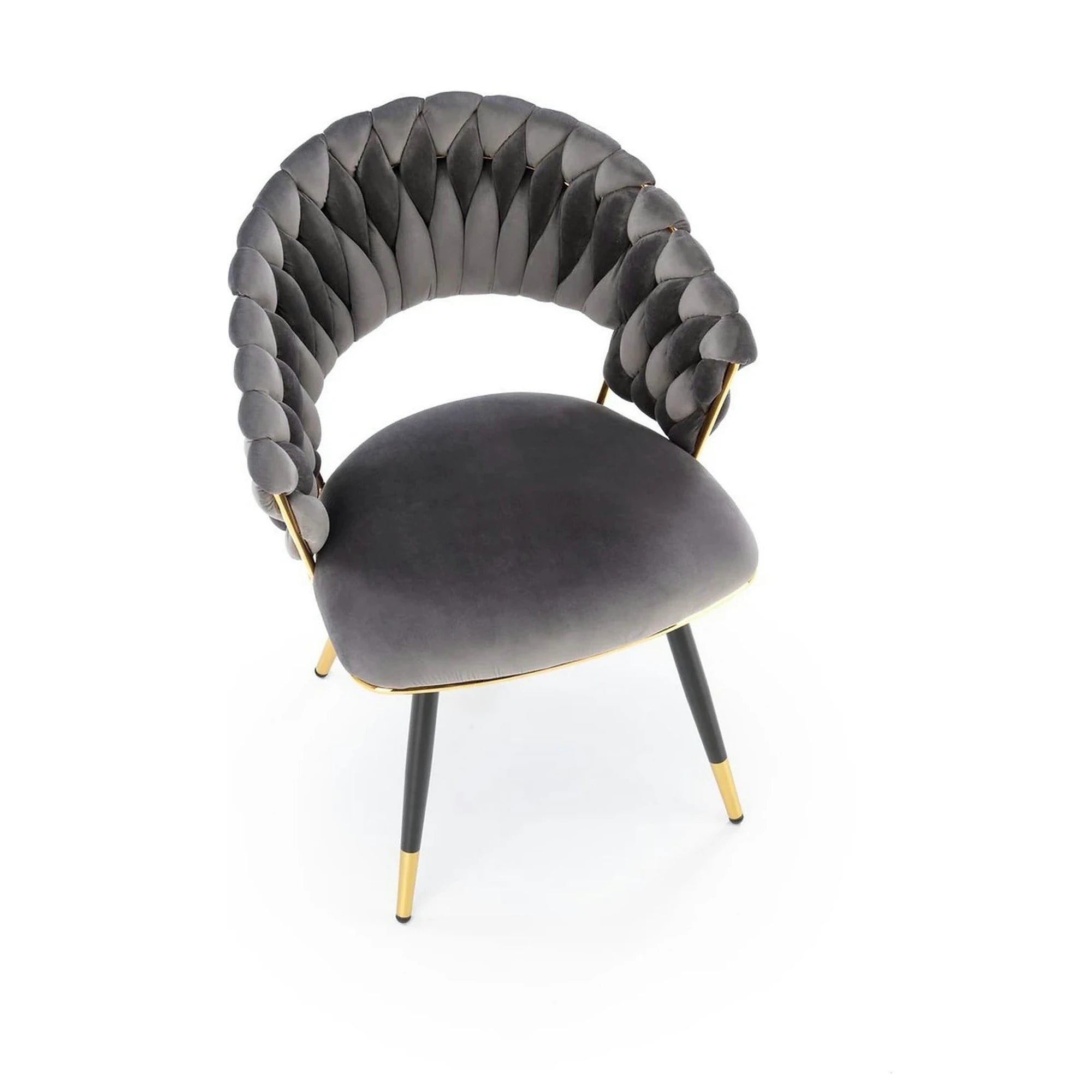 Scaun K551, gri/negru/auriu, stofa catifelata/metal, 62x58x85 cm