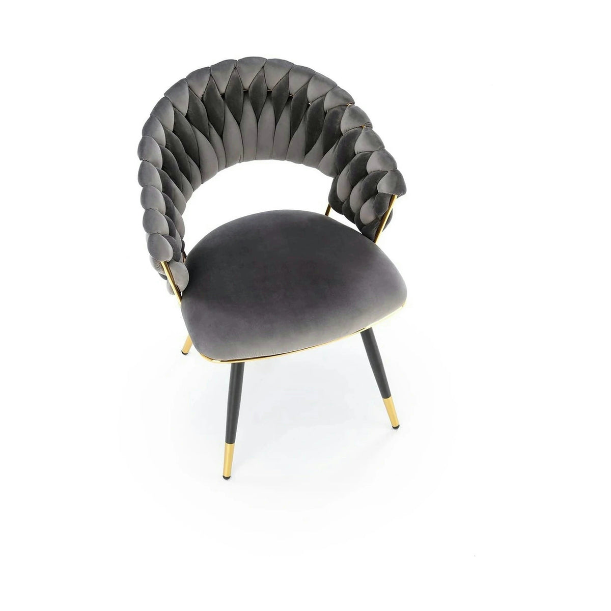 Scaun K551, gri/negru/auriu, stofa catifelata/metal, 62x58x85 cm