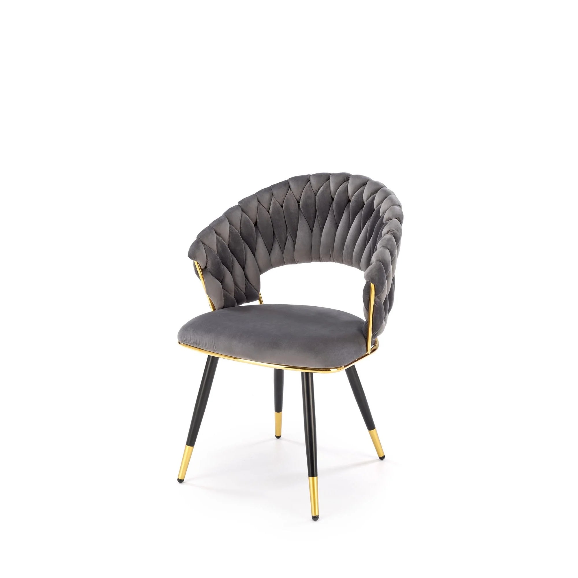 Scaun K551, gri/negru/auriu, stofa catifelata/metal, 62x58x85 cm
