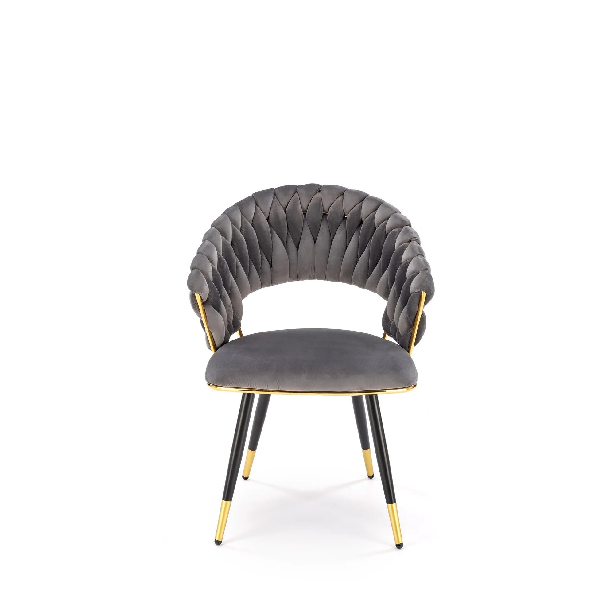 Scaun K551, gri/negru/auriu, stofa catifelata/metal, 62x58x85 cm