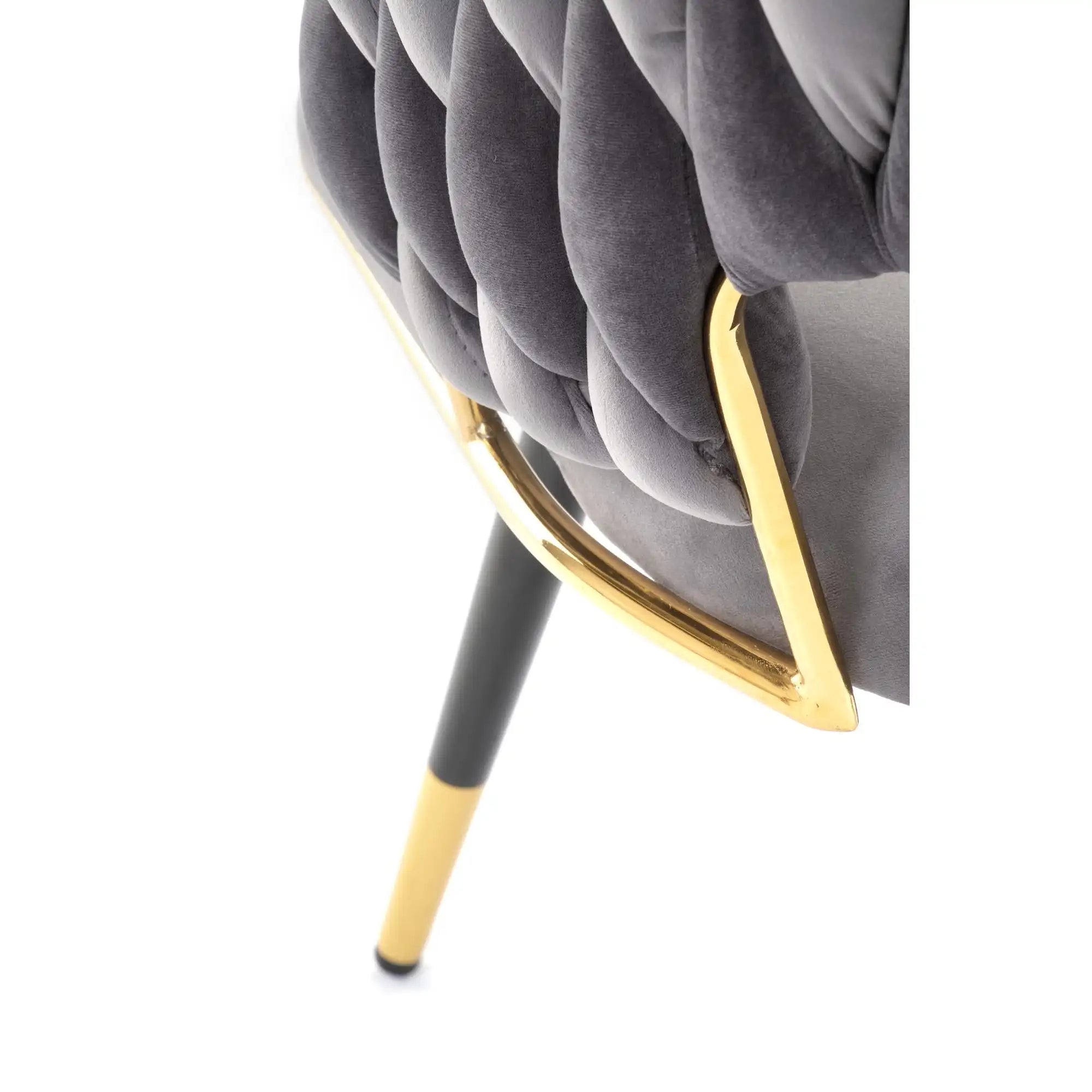 Scaun K551, gri/negru/auriu, stofa catifelata/metal, 62x58x85 cm