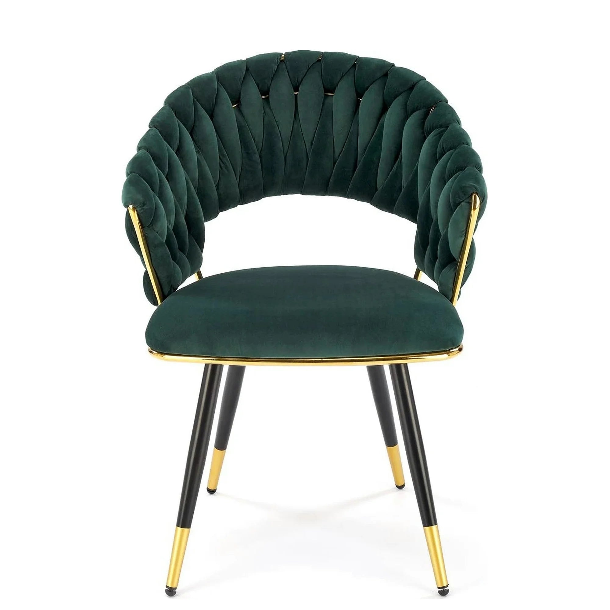 Scaun K551, verde inchis/negru/auriu, stofa catifelata/metal, 62x58x85 cm