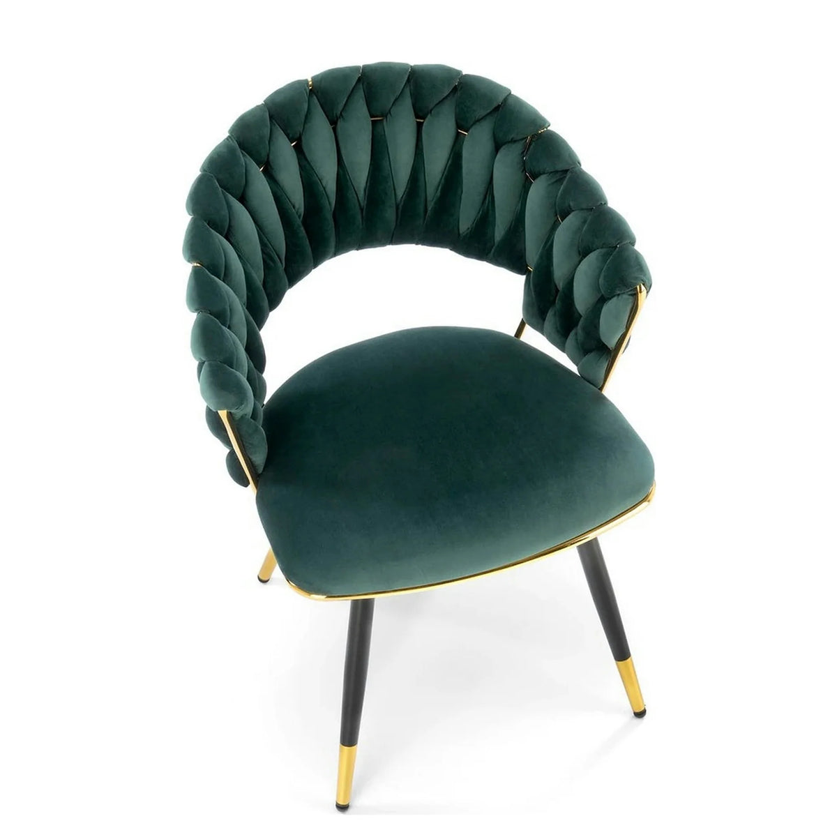 Scaun K551, verde inchis/negru/auriu, stofa catifelata/metal, 62x58x85 cm
