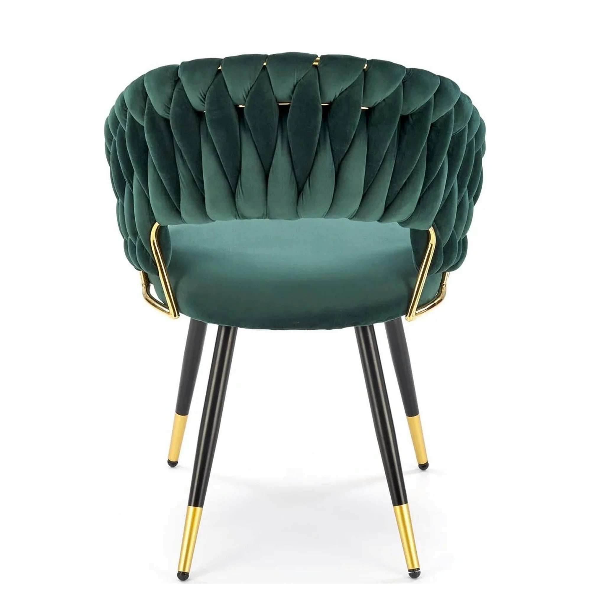 Scaun K551, verde inchis/negru/auriu, stofa catifelata/metal, 62x58x85 cm