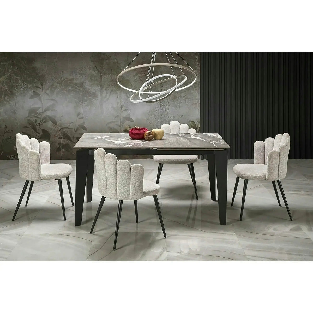 Scaun K552, bej/negru, stofa clasica/metal, 53x53x83 cm