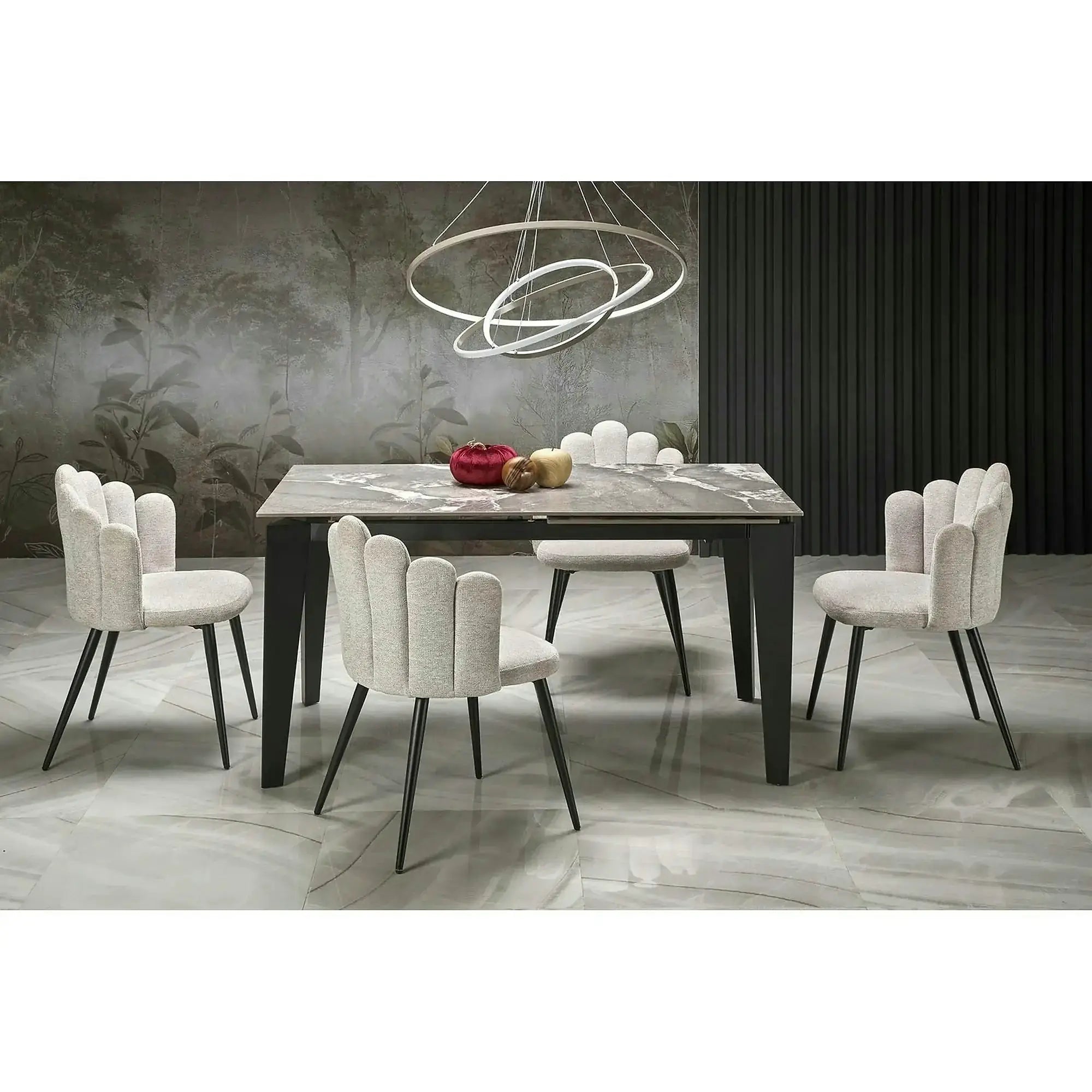 Scaun K552, bej/negru, stofa clasica/metal, 53x53x83 cm