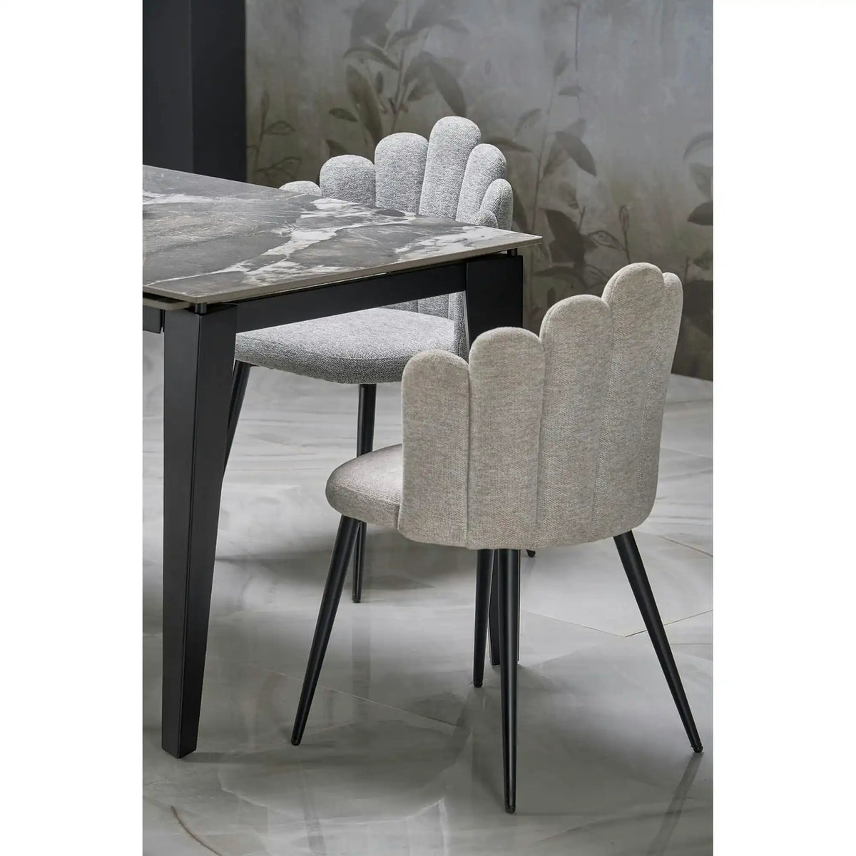 Scaun K552, bej/negru, stofa clasica/metal, 53x53x83 cm