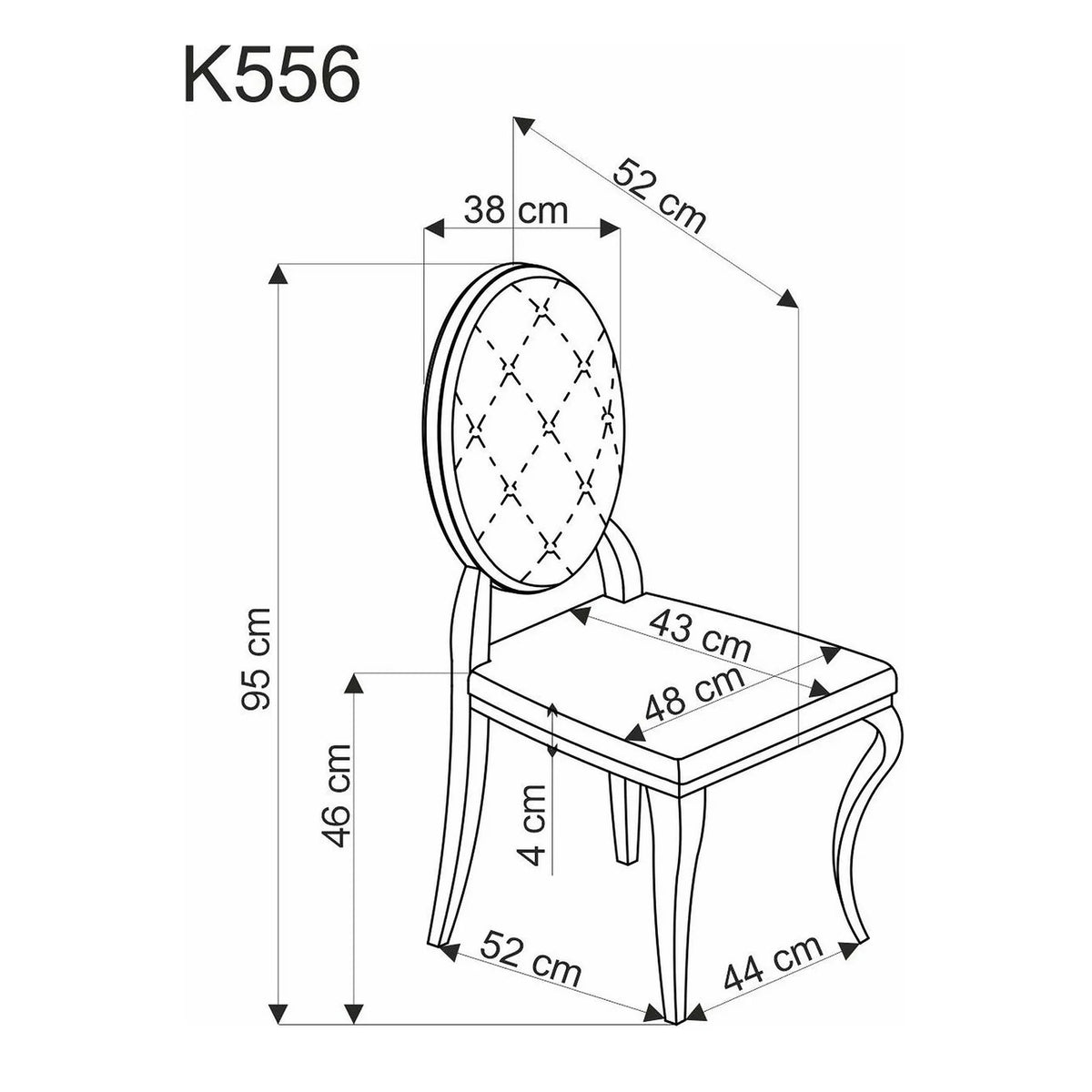 Scaun K556, negru/auriu, stofa catifelata/metal, 48x52x96 cm