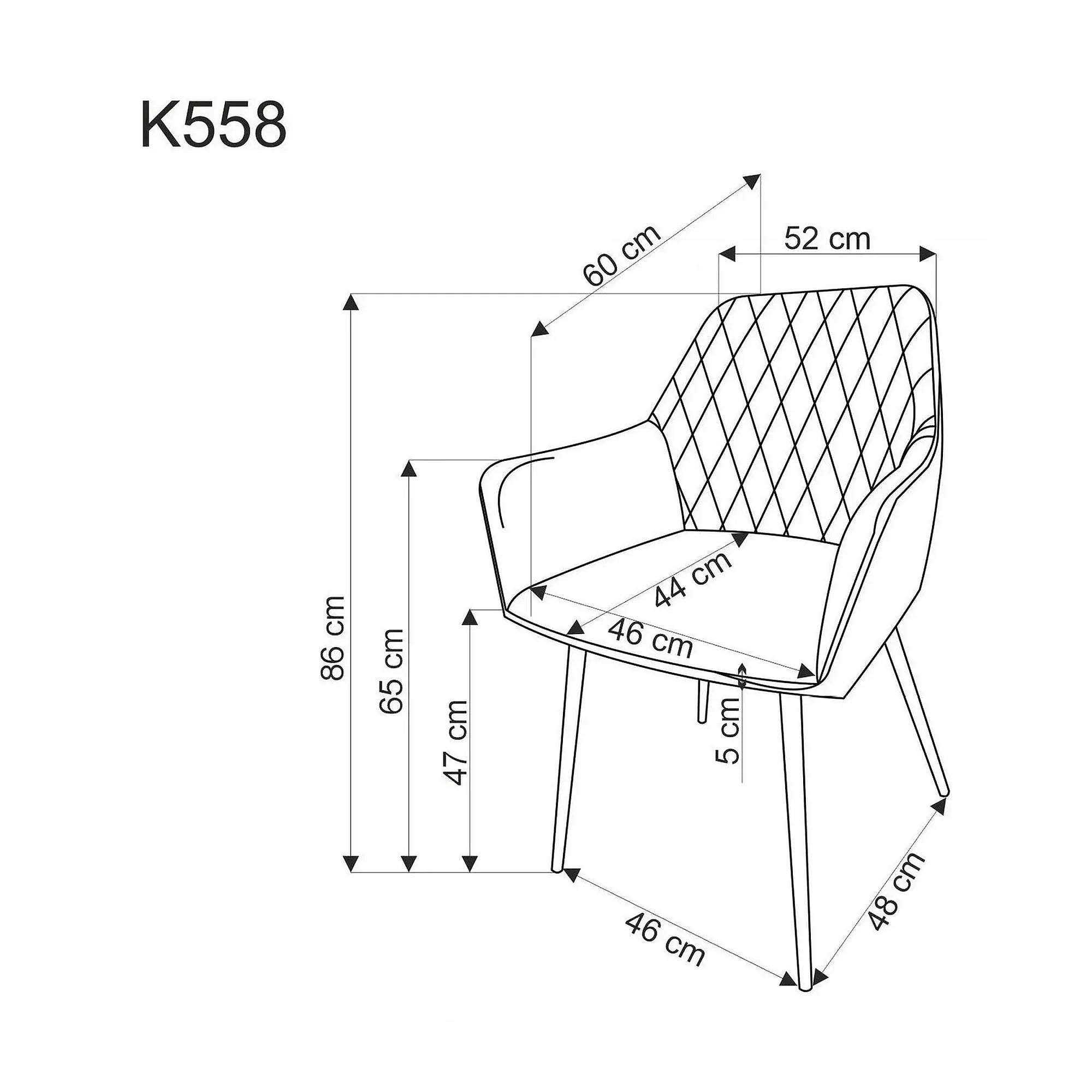 Scaun K558, gri/negru, stofa catifelata/metal, 59x60x86 cm
