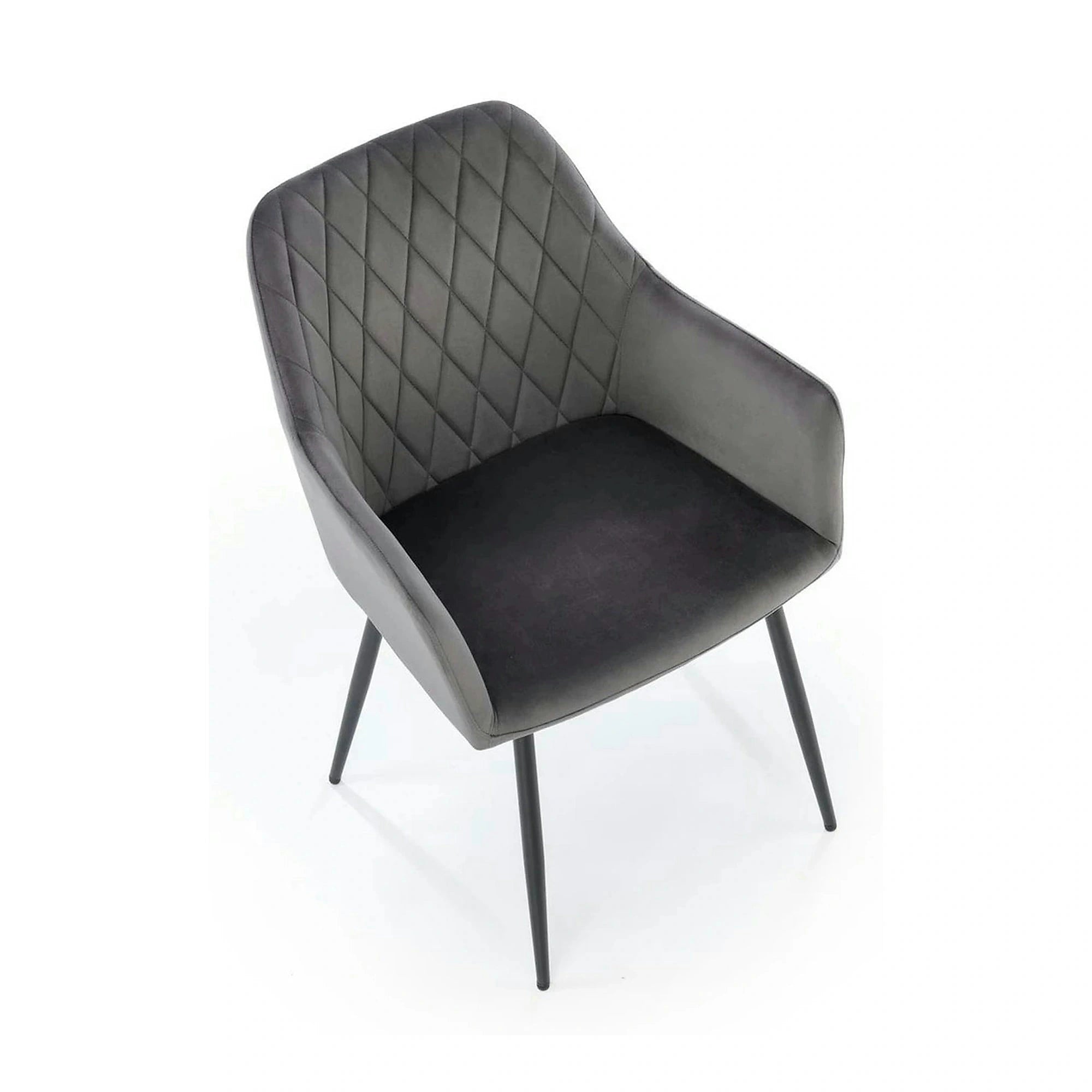 Scaun K558, gri/negru, stofa catifelata/metal, 59x60x86 cm