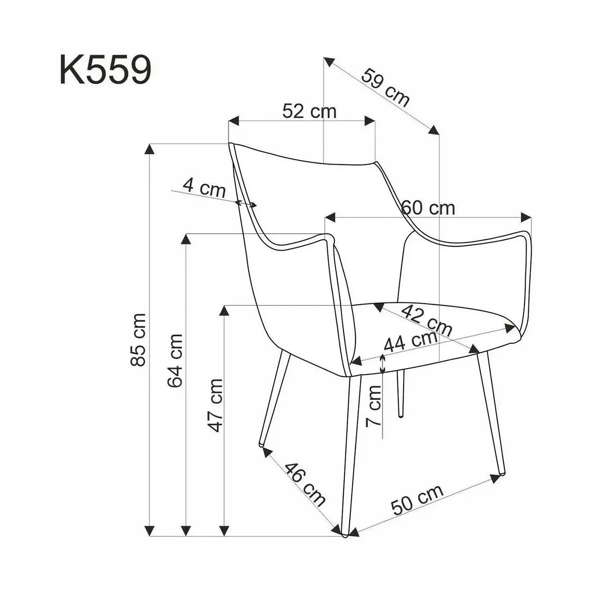 Scaun K559, bej/negru, stofa clasica/metal, 60x59x85 cm