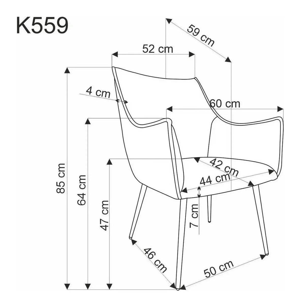 Scaun K559, gri/negru, stofa clasica/metal, 60x59x85 cm