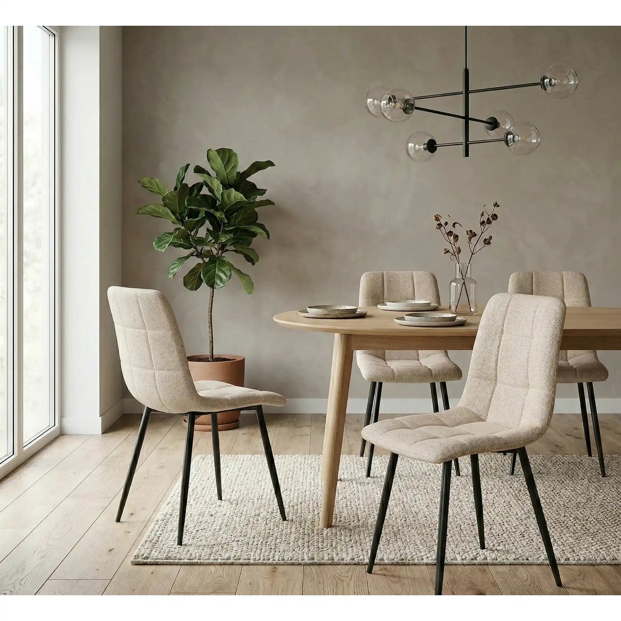 Scaun K560, bej/negru, stofa clasica/metal, 45x53x88 cm