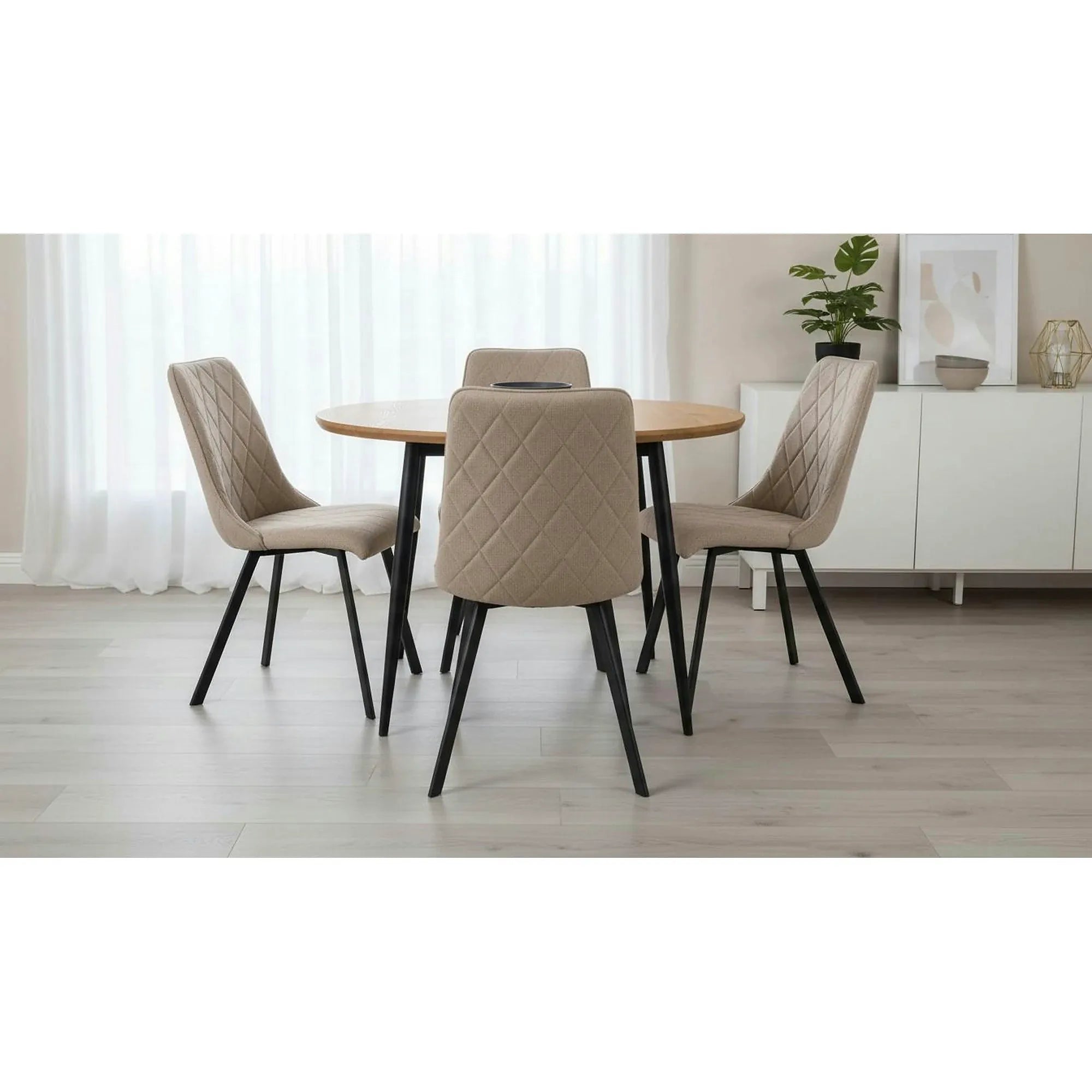 Scaun K561, bej/negru, stofa clasica/metal, 44x58x85 cm