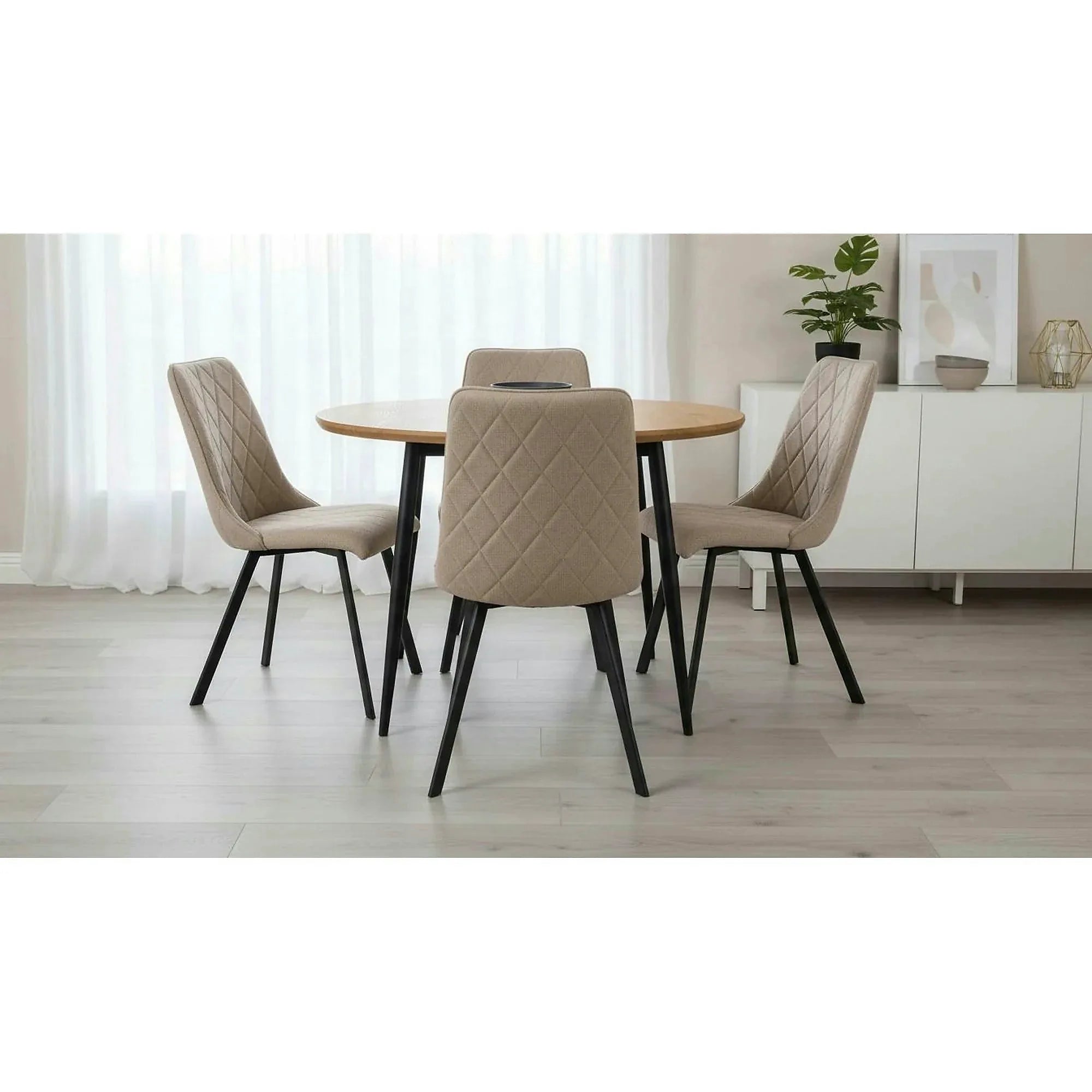 Scaun K561, bej/negru, stofa clasica/metal, 44x58x85 cm