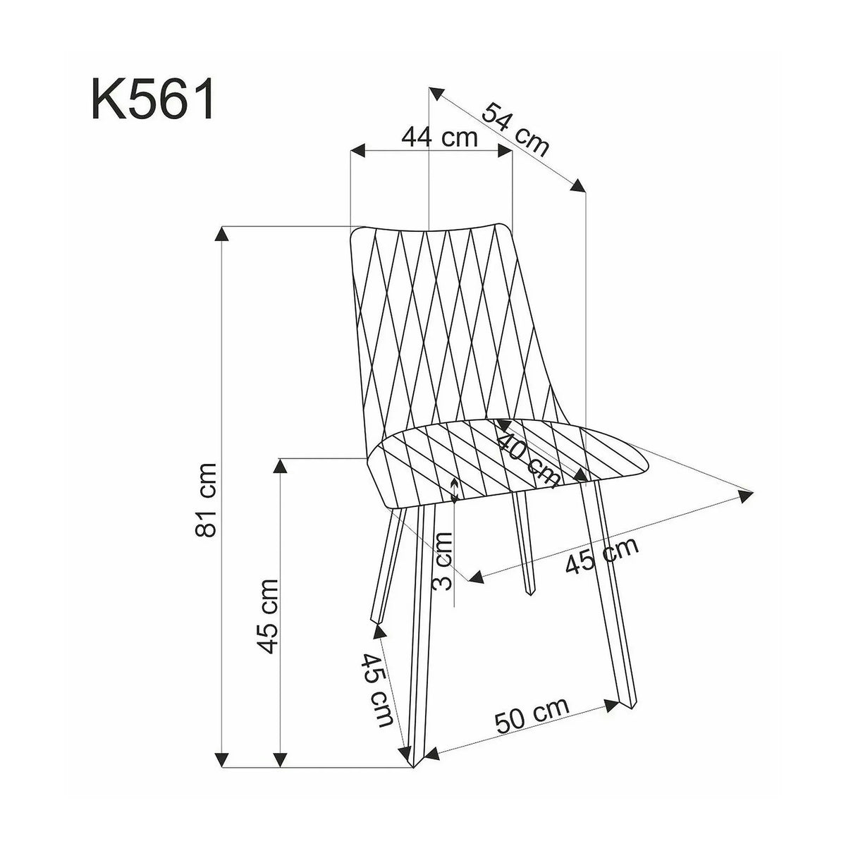 Scaun K561, gri/negru, stofa clasica/metal, 44x58x85 cm
