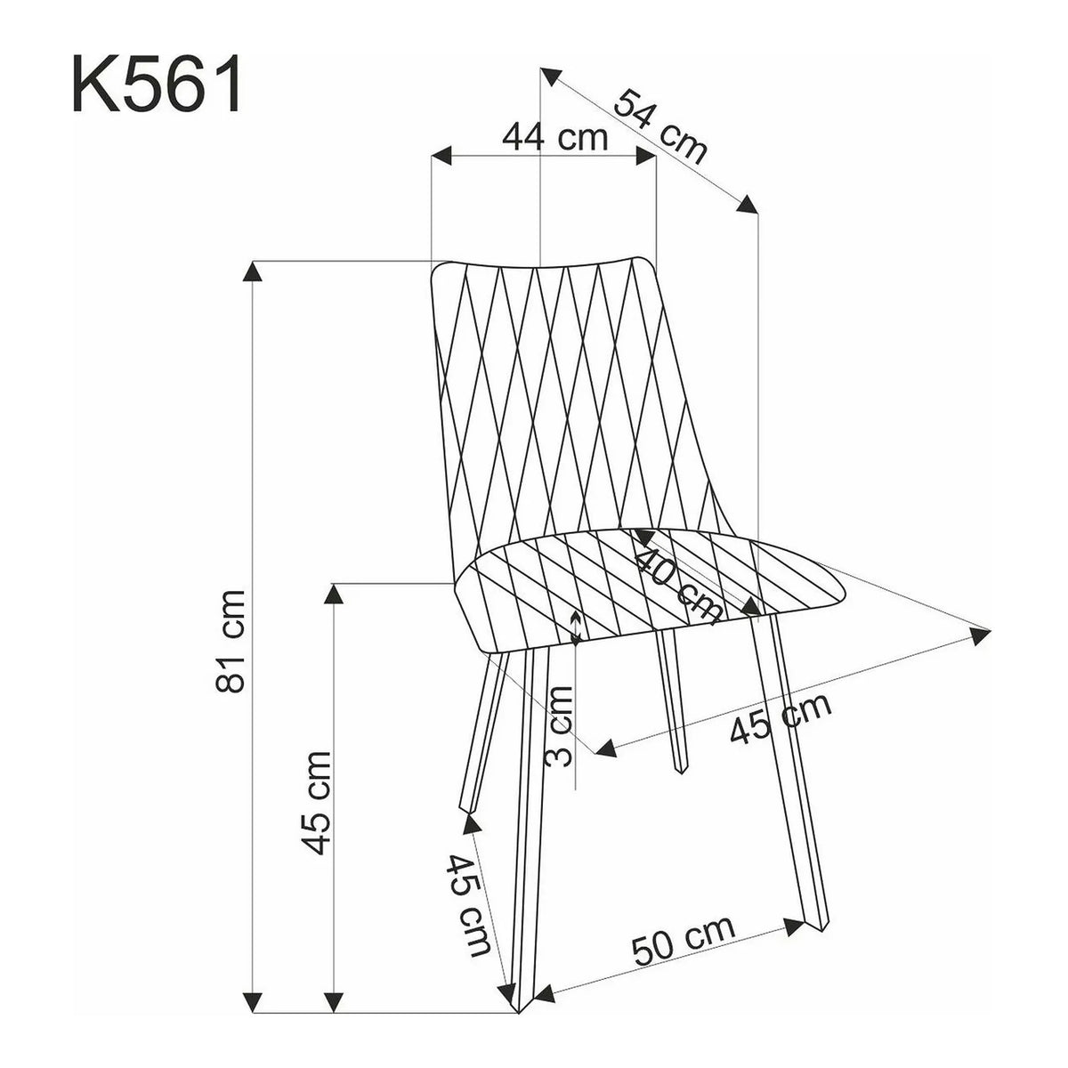 Scaun K561, verde/negru, stofa clasica/metal, 44x58x85 cm