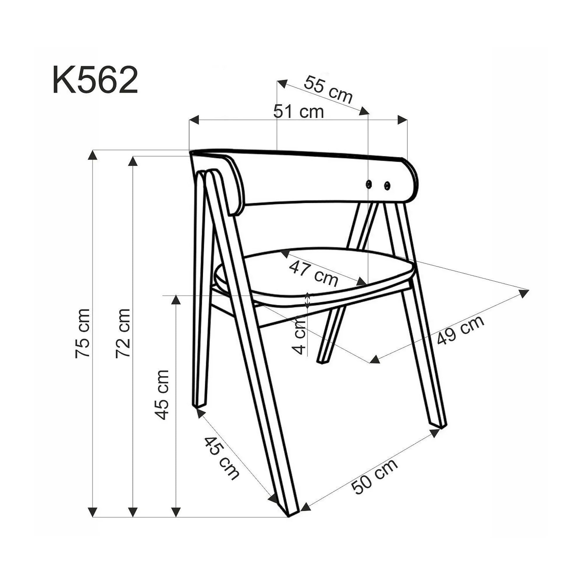 Scaun K562, bej deschis/nuc, stofa/lemn, 55x49x75 cm