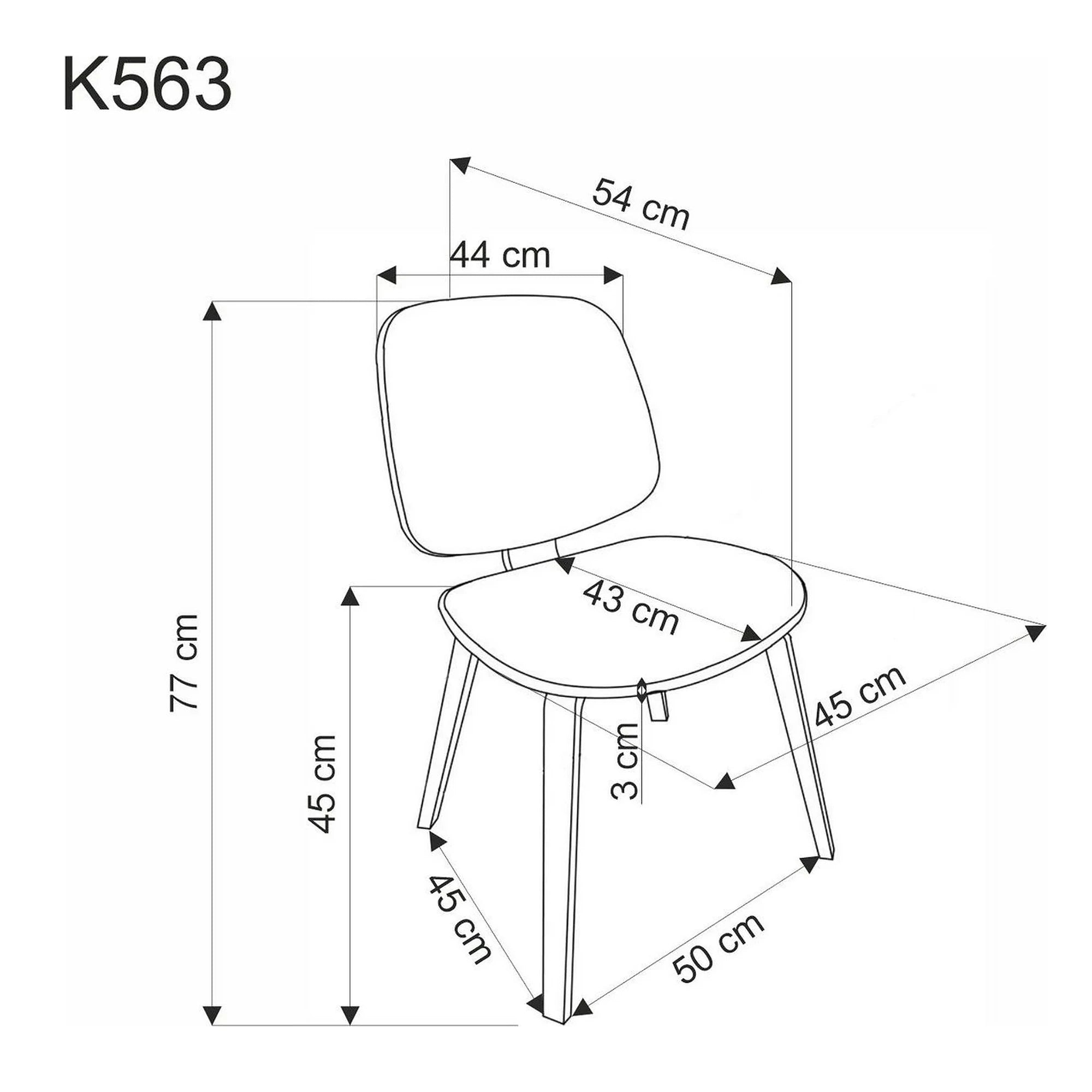 Scaun K563, nuc/gri/negru, lemn/placaj/stofa, 45x54x81 cm