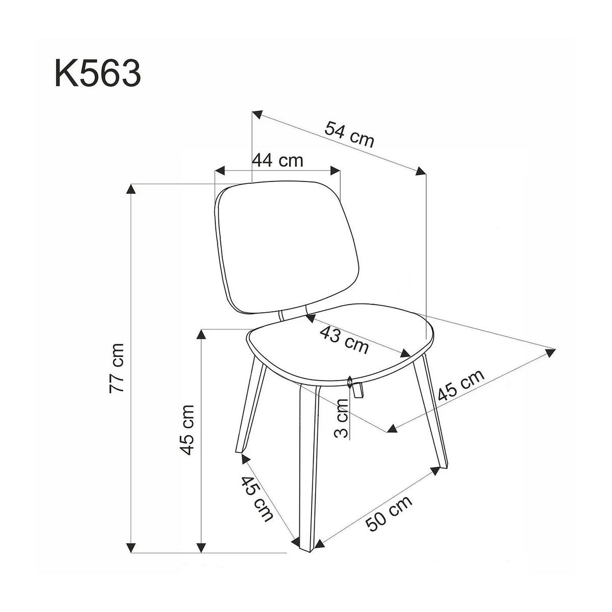 Scaun K563, nuc/gri/negru, lemn/placaj/stofa, 45x54x81 cm