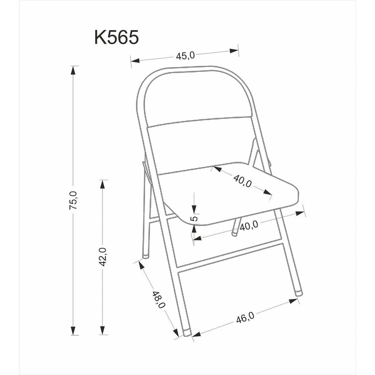 Scaun K565, alb, metal, 46x47x75 cm