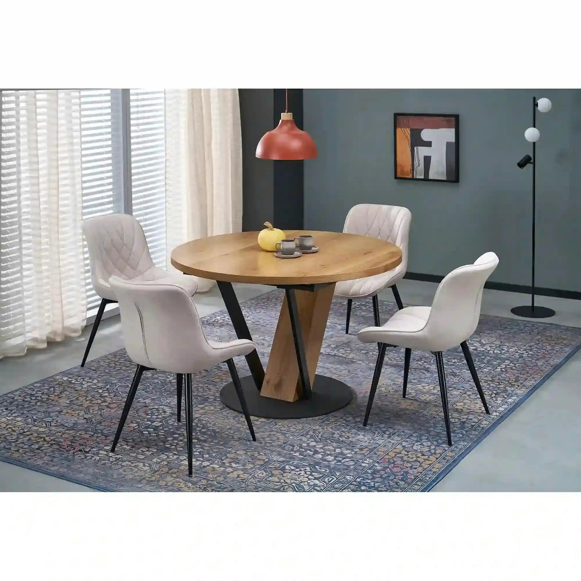 Scaun K567, bej - Havana 2, stofa catifelata/otel, 47x63x85 cm