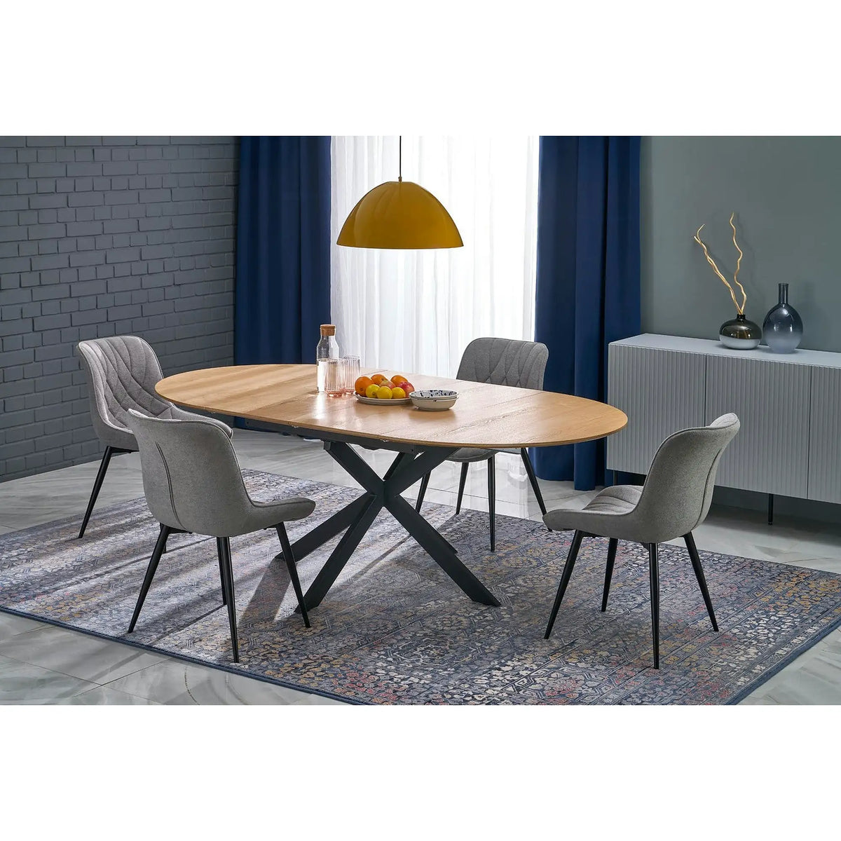 Scaun K567, gri - Havana 15, stofa catifelata/otel, 47x63x85 cm