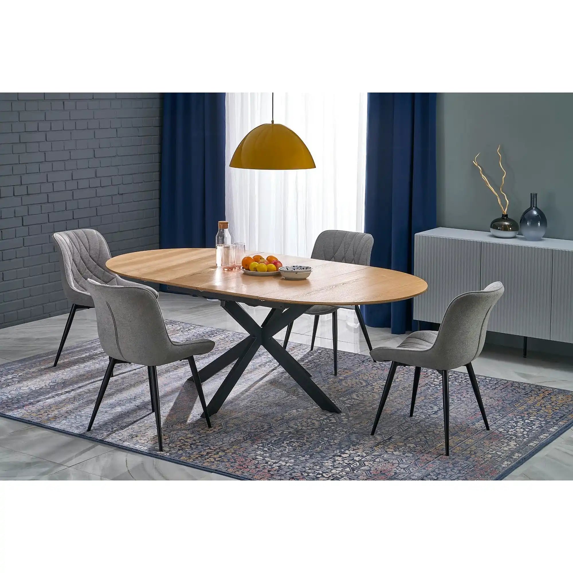 Scaun K567, gri - Havana 15, stofa catifelata/otel, 47x63x85 cm