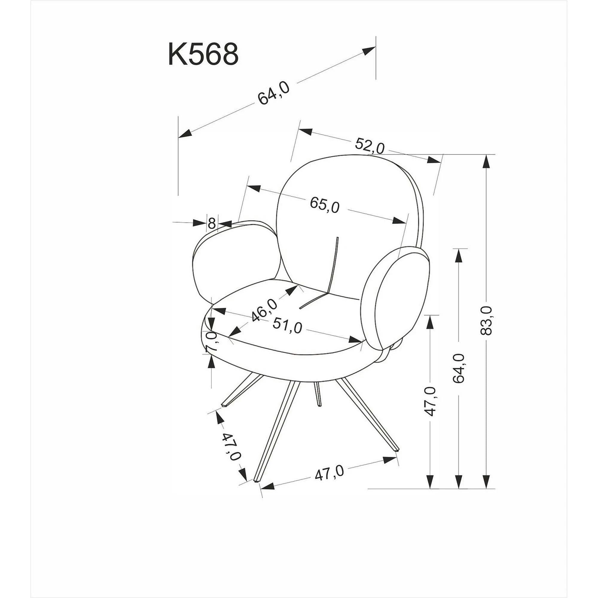 Scaun K568, bej inchis/negru, stofa clasica/otel, 65x64x82 cm