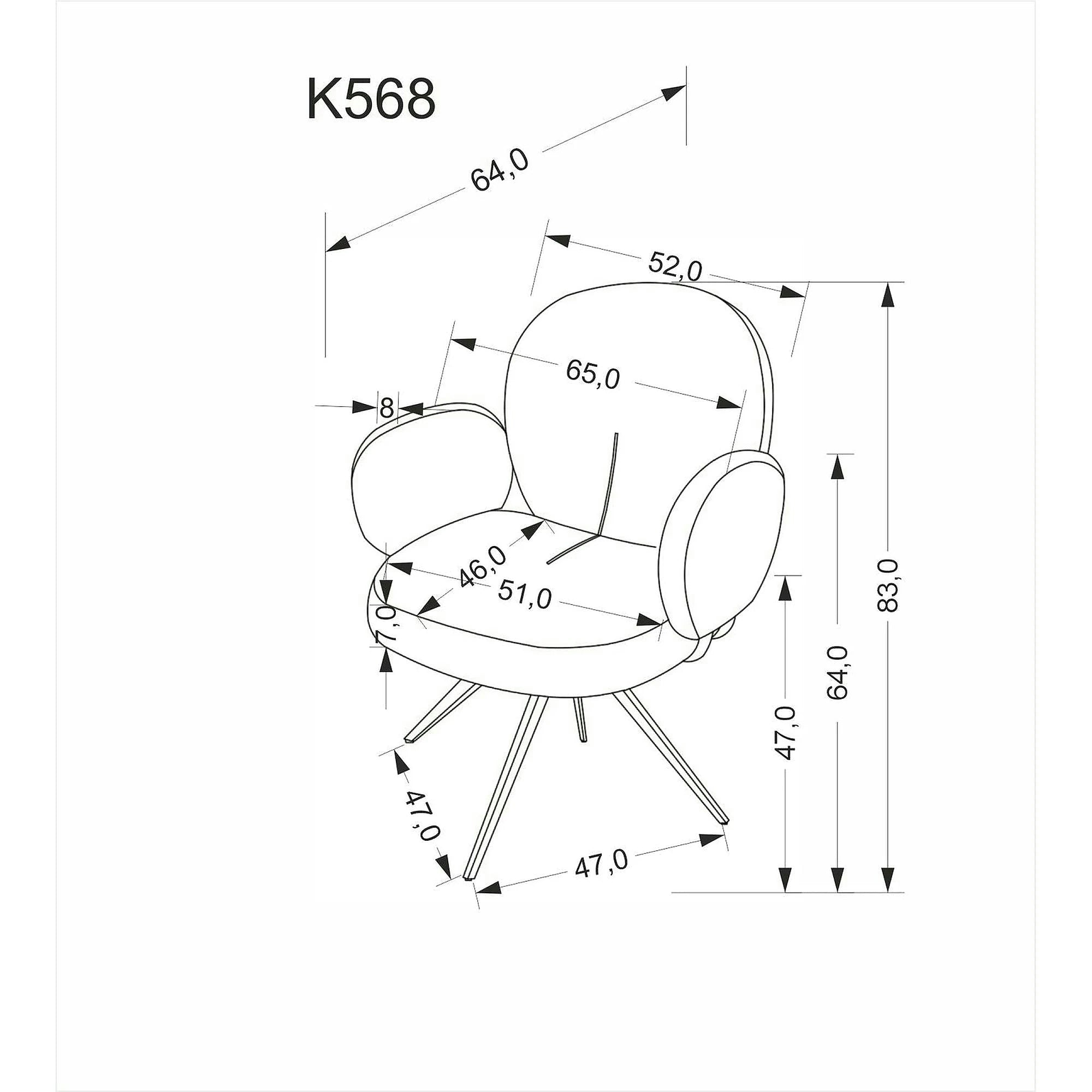 Scaun K568, scortisoara/negru, stofa clasica/otel, 65x64x82 cm