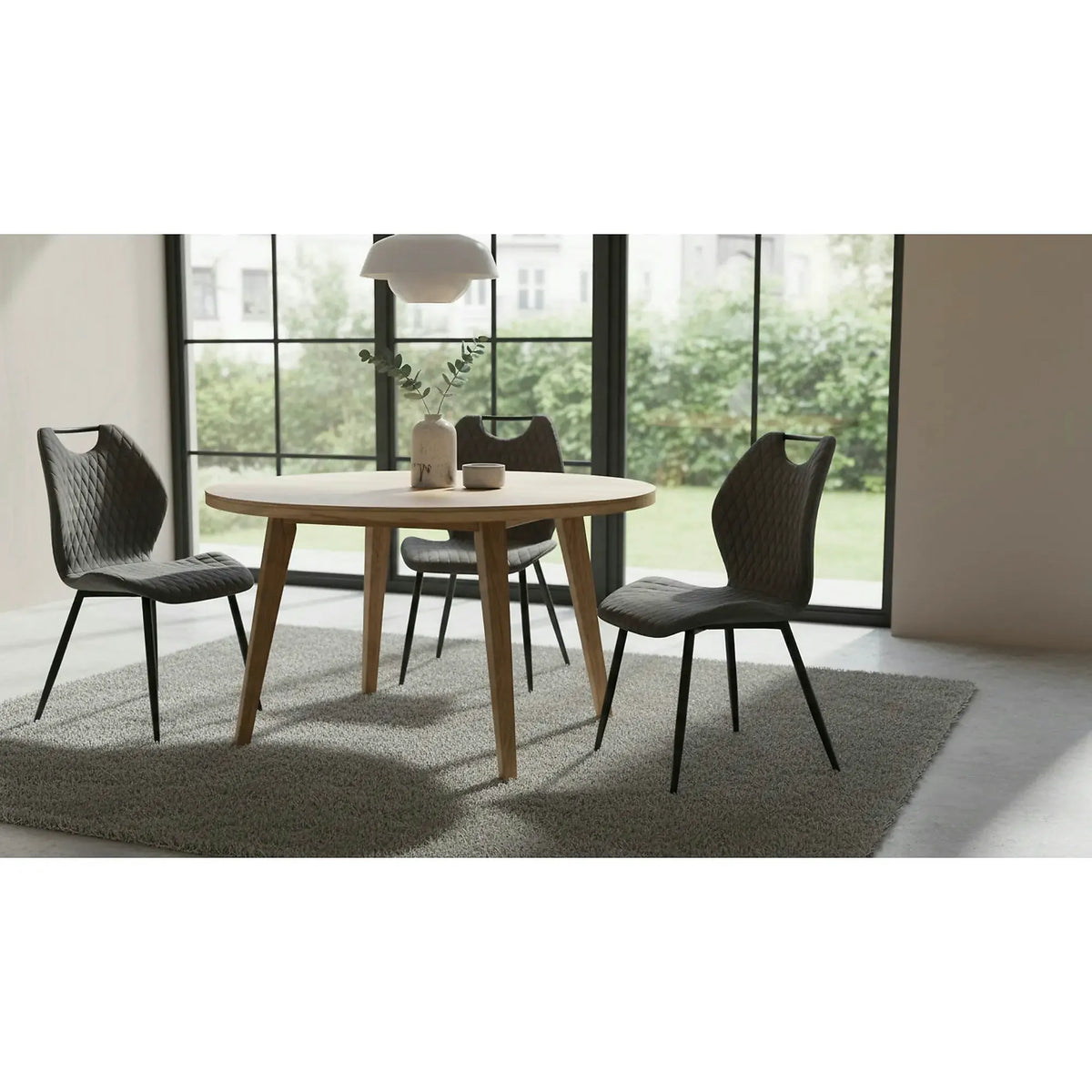 Scaun K569, gri - HLR 21, stofa catifelata/otel, 47x54x84 cm
