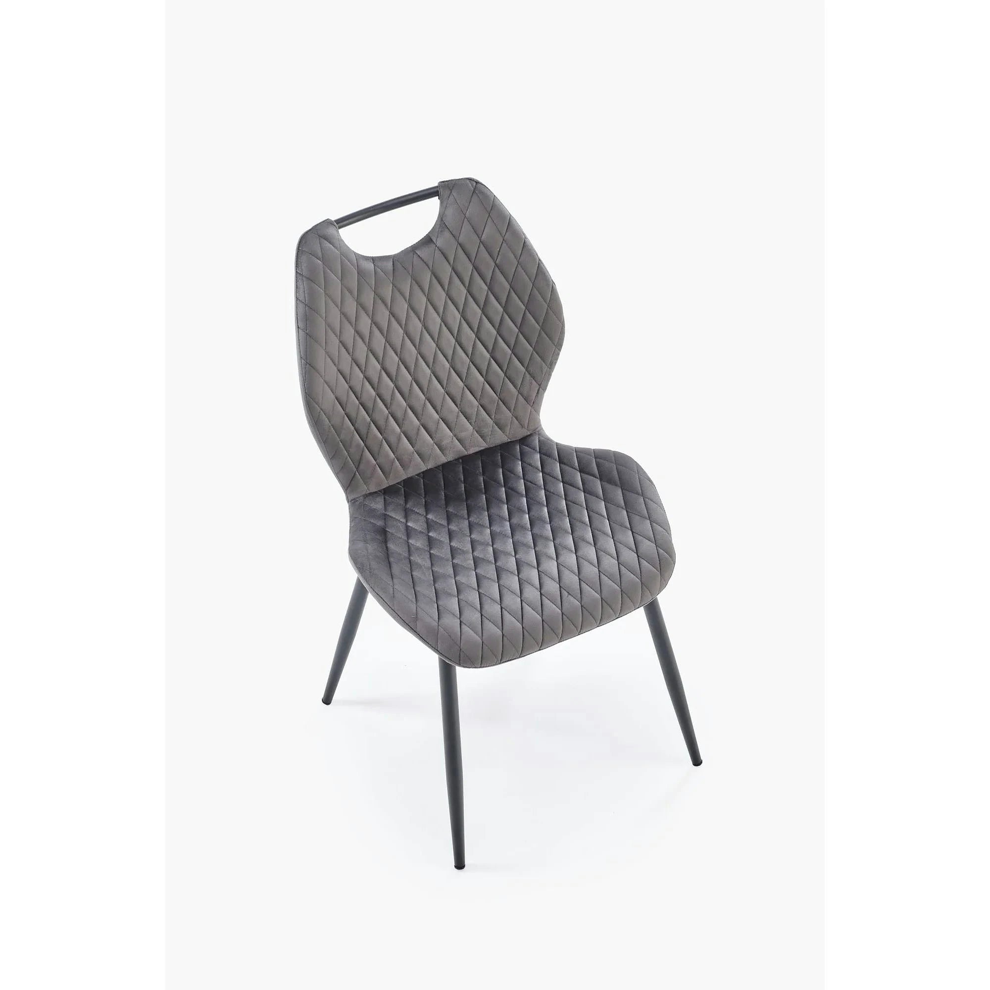 Scaun K569, gri - HLR 21, stofa catifelata/otel, 47x54x84 cm