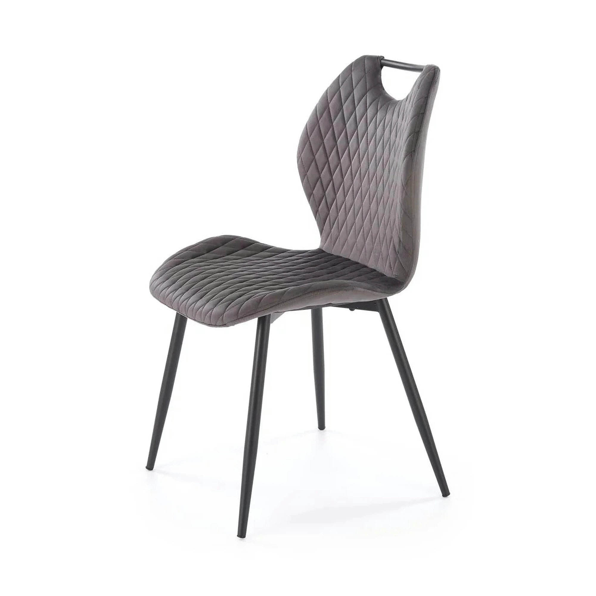 Scaun K569, gri - HLR 21, stofa catifelata/otel, 47x54x84 cm