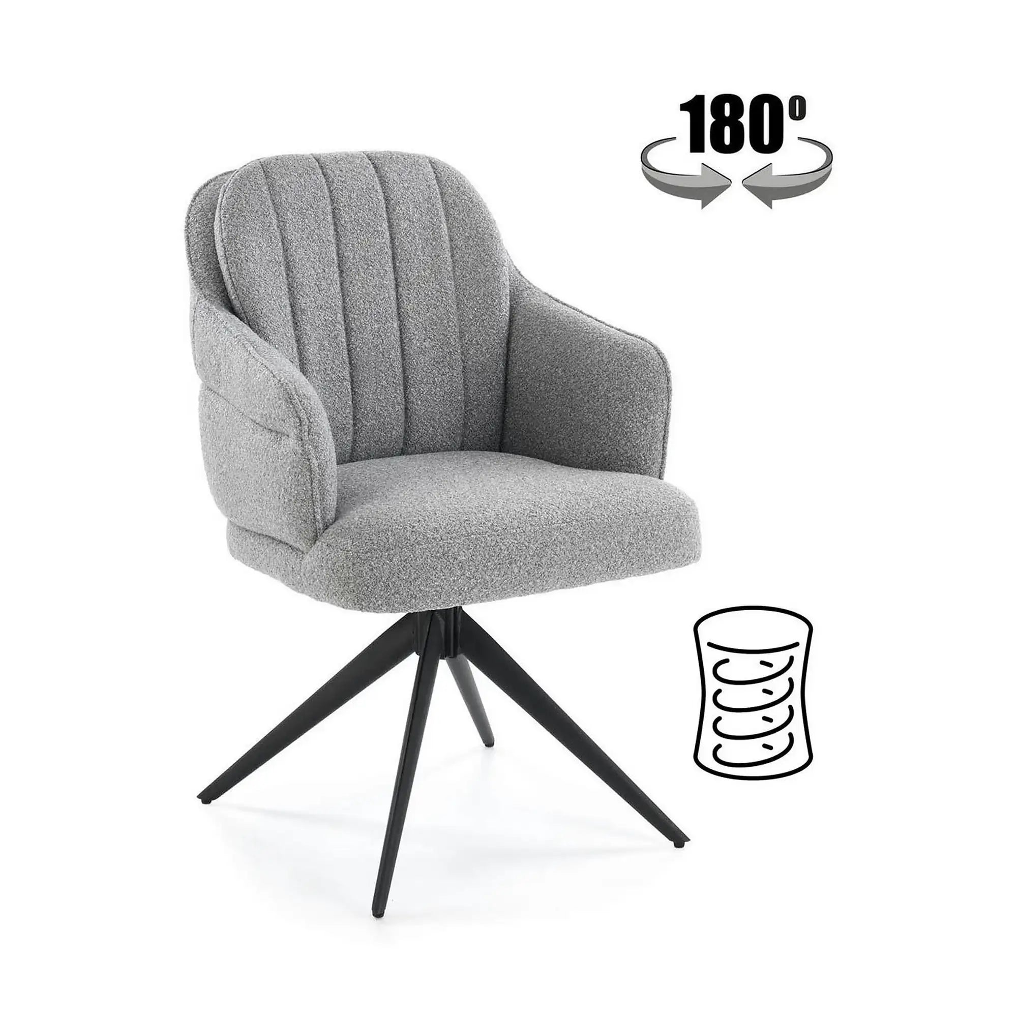 Scaun K570, gri/negru, stofa/otel, 61x70x92 cm