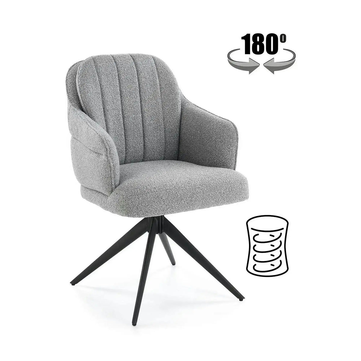 Scaun K570, gri/negru, stofa/otel, 61x70x92 cm