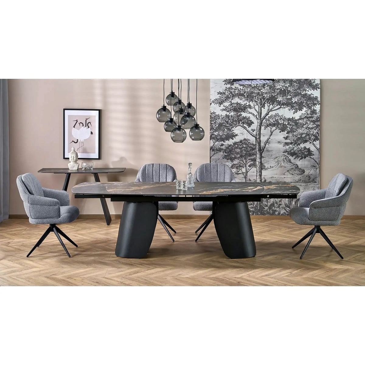 Scaun K570, gri/negru, stofa/otel, 61x70x92 cm