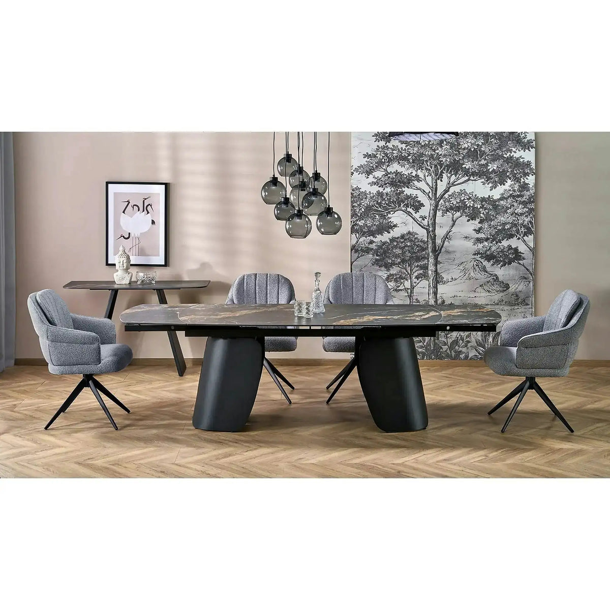Scaun K570, gri/negru, stofa/otel, 61x70x92 cm
