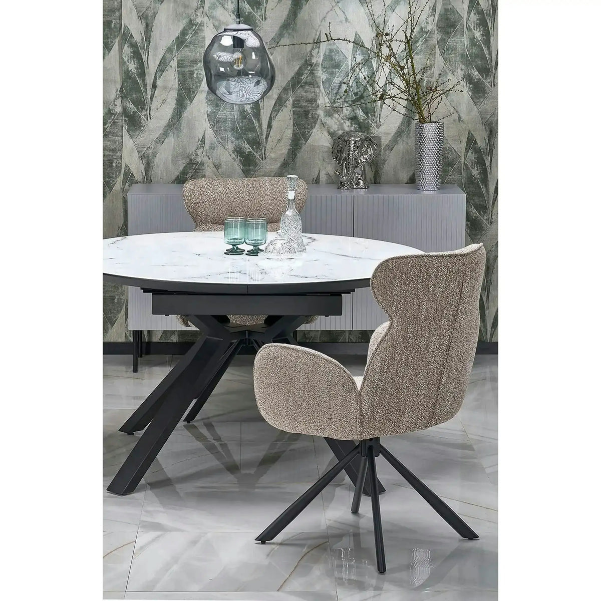 Scaun K571, bej inchis/negru, stofa clasica/otel, 63x64x93 cm