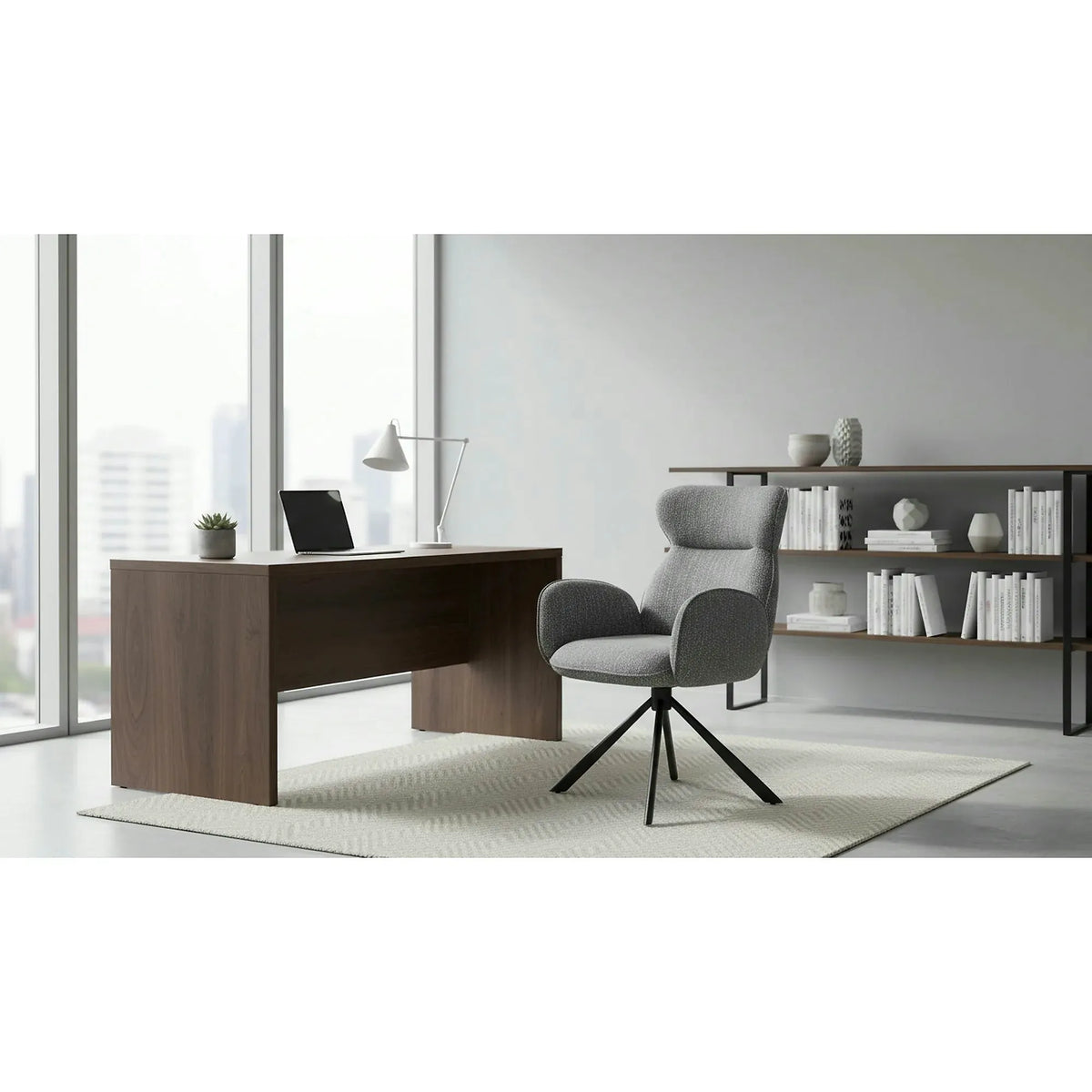Scaun K571, gri/negru, stofa clasica/otel, 63x64x93 cm