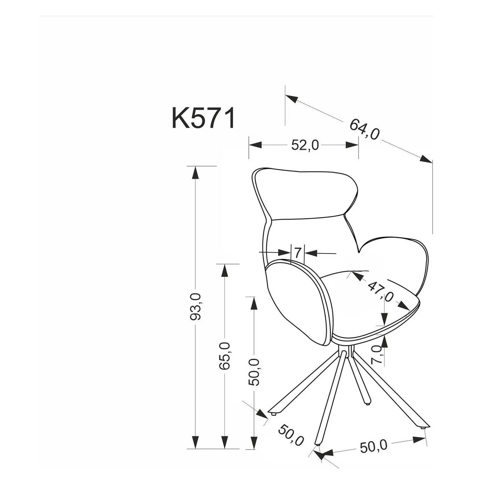Scaun K571, scortisoara/negru, stofa clasica/otel, 63x64x93 cm