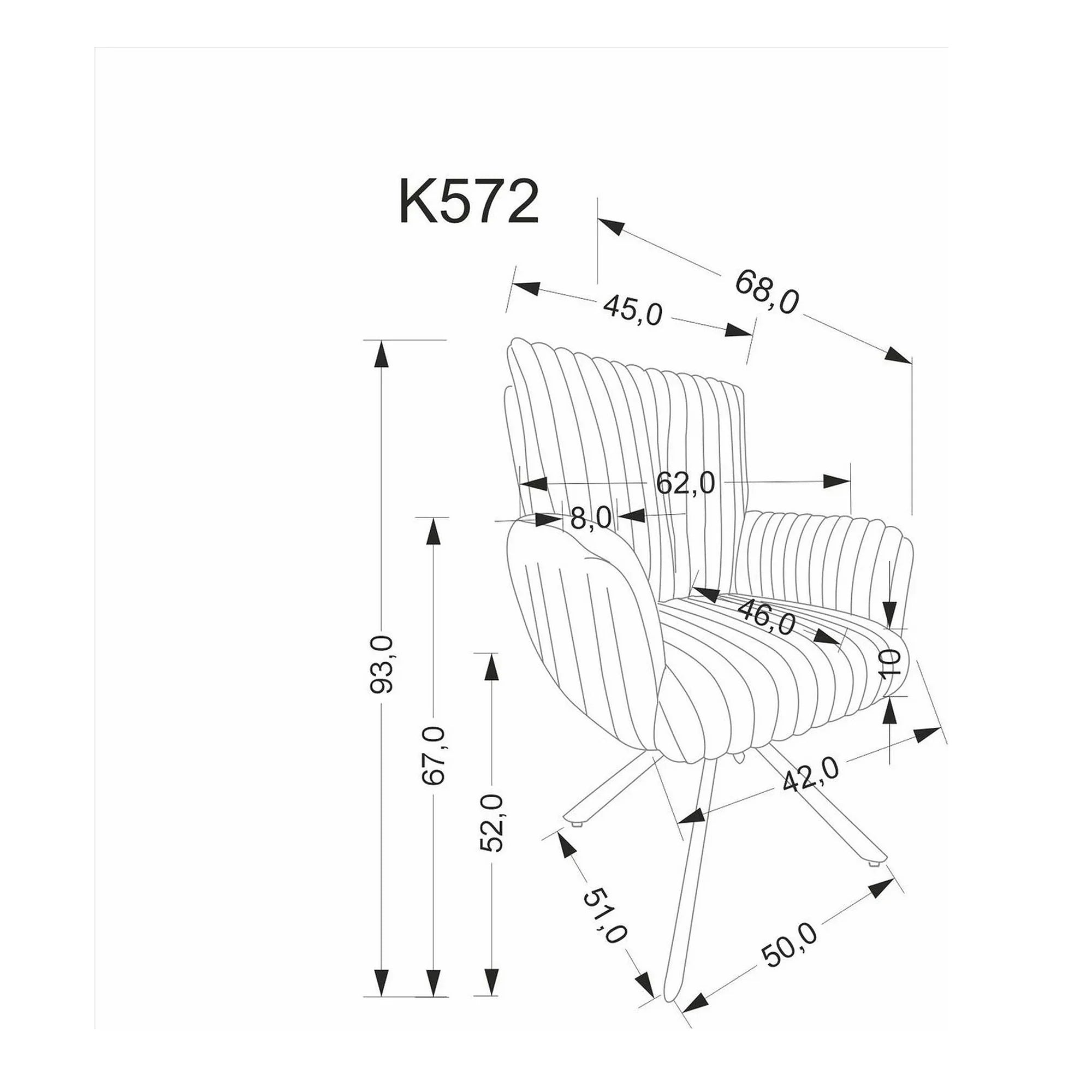 Scaun K572, crem - Vito 23, blana articiala/otel, 62x68x93 cm